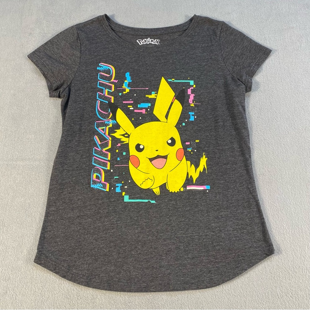 Girls’ Pokemon Pikachu dark Gray shirt sleeves T-Shirt, size XL (14-16)